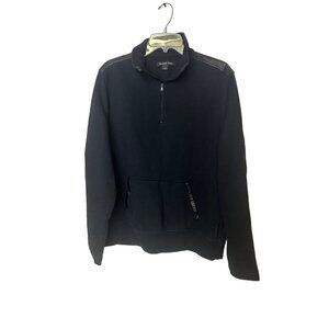 Michael Kors Mens zipper down cardigan faux leather‎ accent L